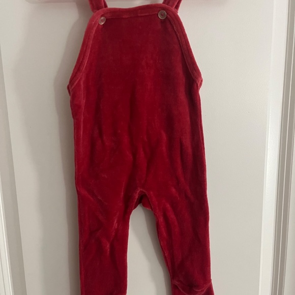 Red Velour footed European Baby Romper Made in Austria - Picture 4 of 7
